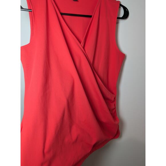 Ann Taylor Tank Top Sleeveless Shirt Faux Wrap Red Shell Blouse Women's Size Med - Picture 2 of 11